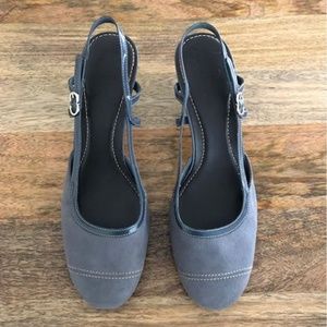 Cole Haan Grey suede kitten heel slingbacks
